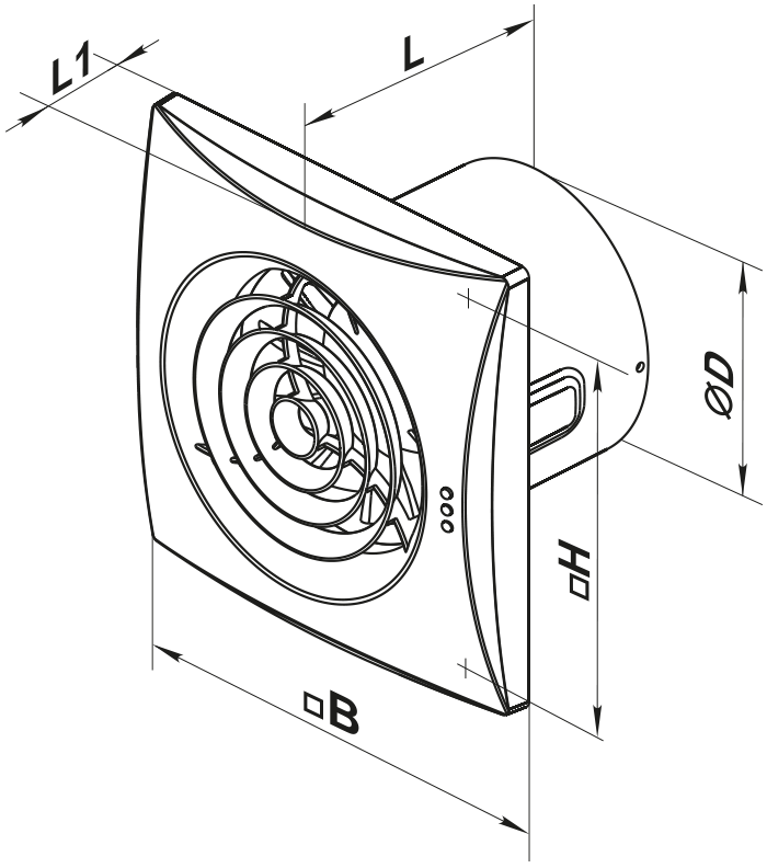 Вентс Квайт-Х 100 - Розміри
