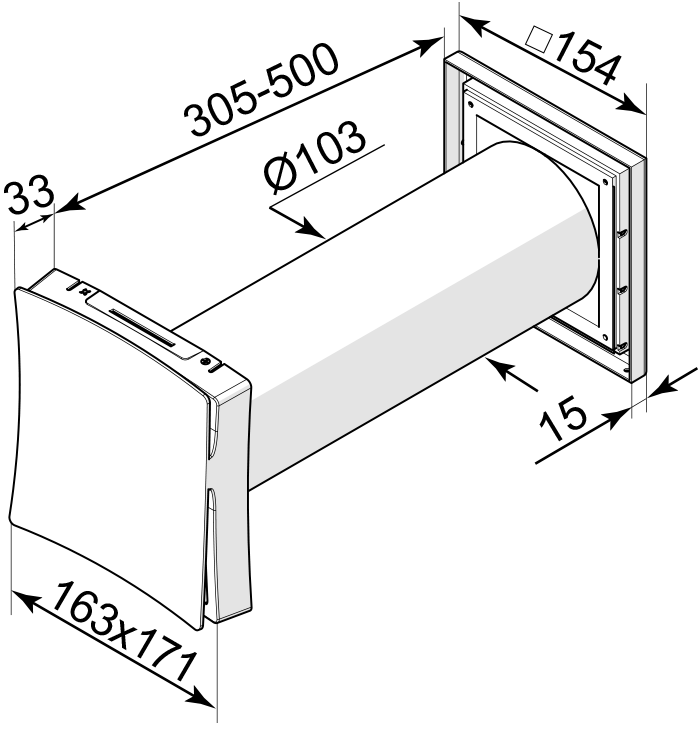 Вентс ПС 101 - Розміри